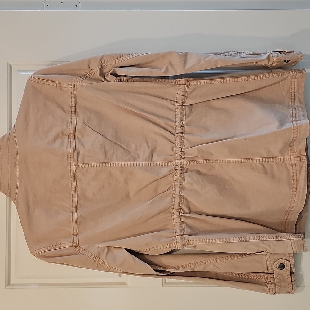 Style & Co. Cotton Zip Up Snap Utility Field Jacket Color Mocha Rose NWT XS FLAW - Picture 8 of 10